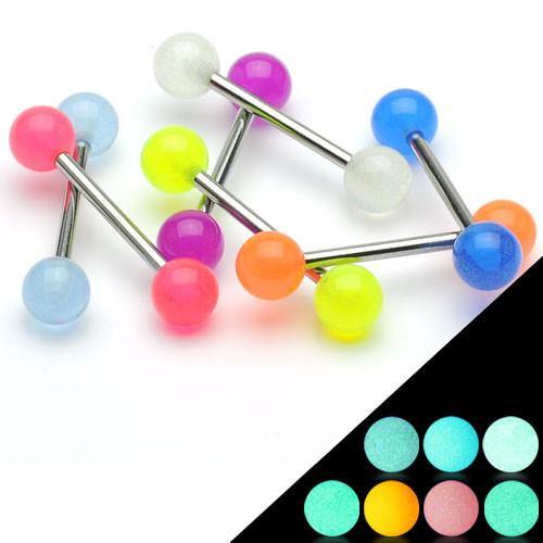 Glow-in-the-Dark Straight Barbell Straight Barbells 14g - 5/8
