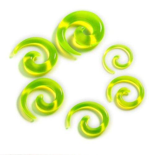 Transparent Light Green Acrylic Spirals Plugs 12 gauge (2mm) Light Green