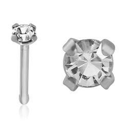 Prong CZ Stainless Nose Bone Nose 20g - 1/4" wearable (6.5mm) Stainless Steel