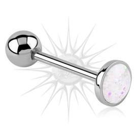 Glitter Stainless Tongue Barbell Tongue 14g - 5/8" long (16mm) Clear