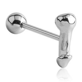 Penis Stainless Tongue Barbell Tongue 14g - 5/8" long (16mm) Stainless Steel