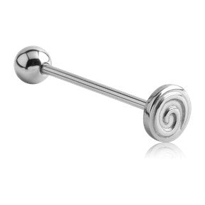 Swirl Disc Stainless Tongue Barbell Tongue 14g - 5/8