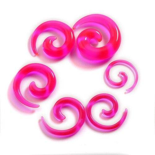 Transparent Pink Acrylic Spirals Plugs 12 gauge (2mm) Pink