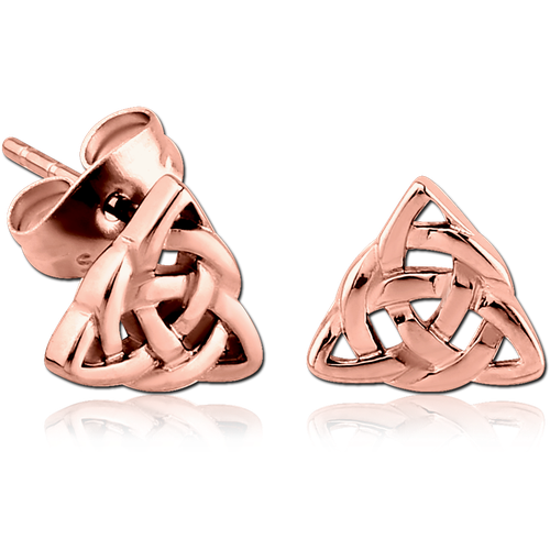 Celtic Knot Rose Gold Stud Earrings Earrings 20 gauge Rose Gold Plated